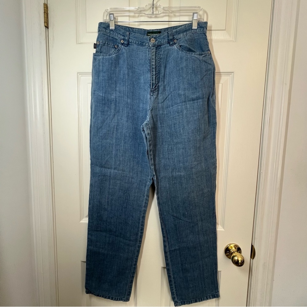 Lauren Ralph Lauren Blue Wide Leg 100% Linen Jeans Size 10
